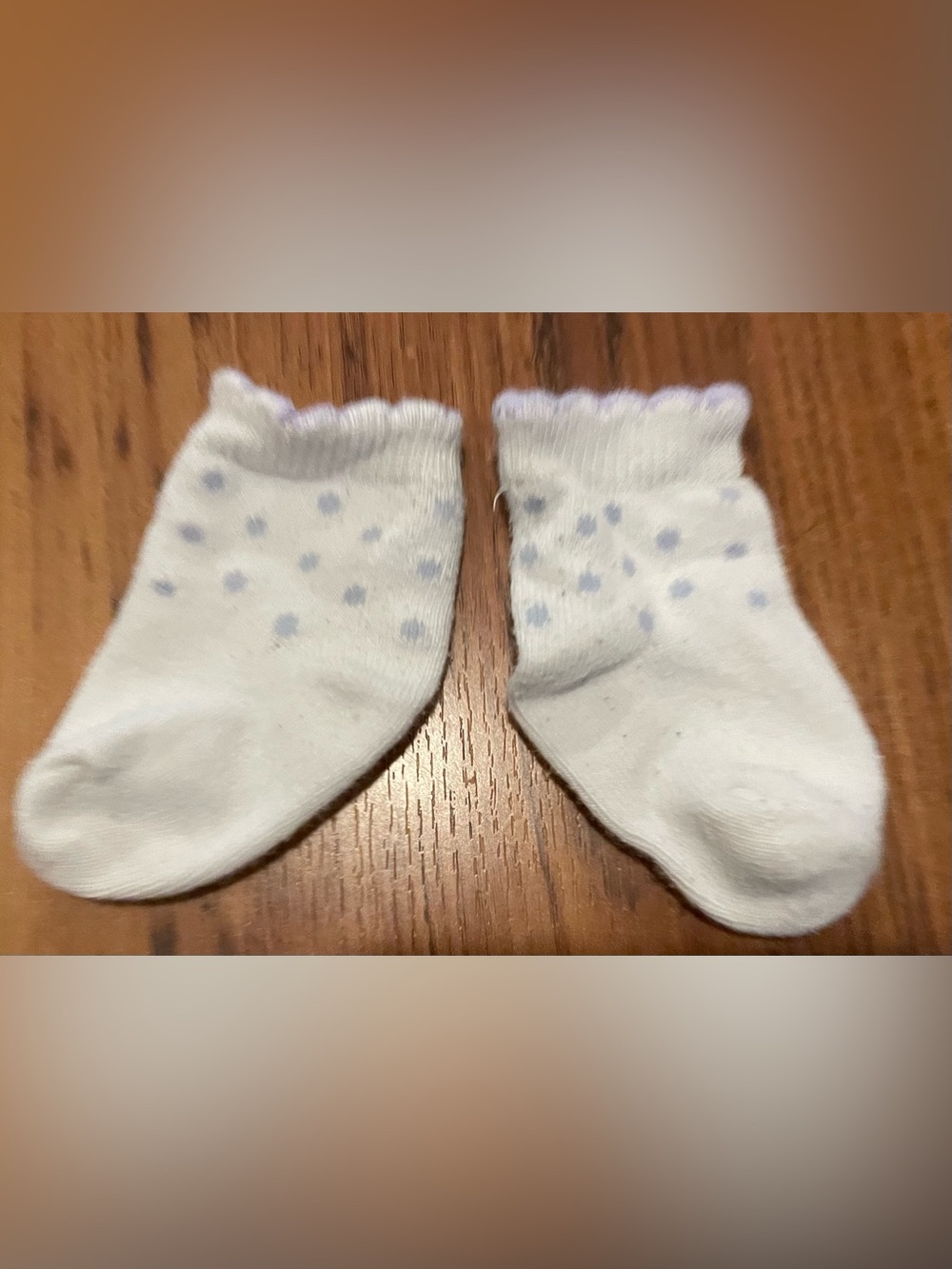 Baby/Toddler White Socks with Light Blue or Purple Polka Dots